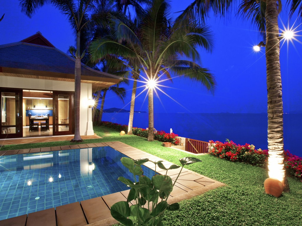 Pool & Ocean View at Night